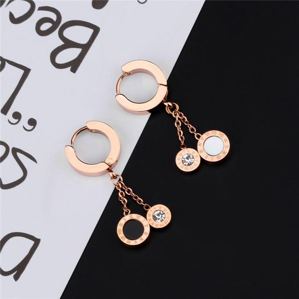 

xqni черно-белый римский цифровой двухсторонний темперамент кисточкой круглый круг женщины мода серьги hoop jllqsa, Golden