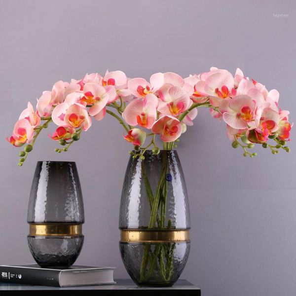 

7 heads orchid artificial flowers diy artificial butterfly orchid silk flower bouquet phalaenopsis wedding home decoration1