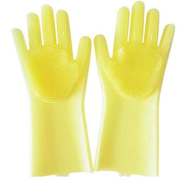 

1pair rubber sponge gloves sile cleaning gloves magic dishwashing gloves for washing dishes with brushes kitchen h bbyvlr