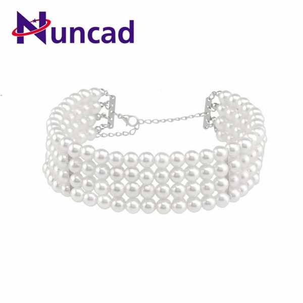 

new fashion for women multi layer pearl jewelry choker necklace vintage simulated pearl necklace for party, Golden;silver