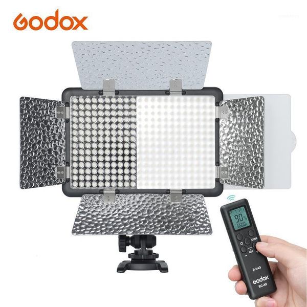 

godox lf308d led flash light pgraphy fill-in lamp video light control with remote controller power adapter color filters1