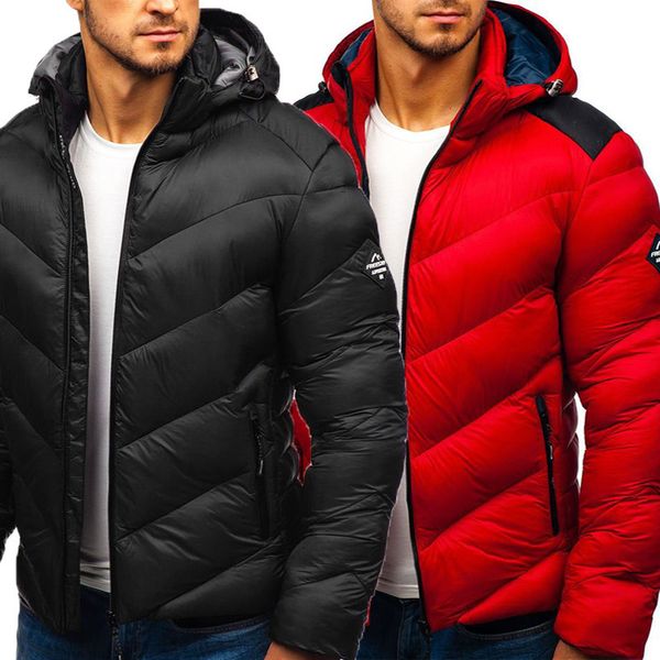 

winter jacket men fashion hooded male warm parka jacket mens solid thick jackets and coats man cotton winter parkas xs-3xl 201118, Black
