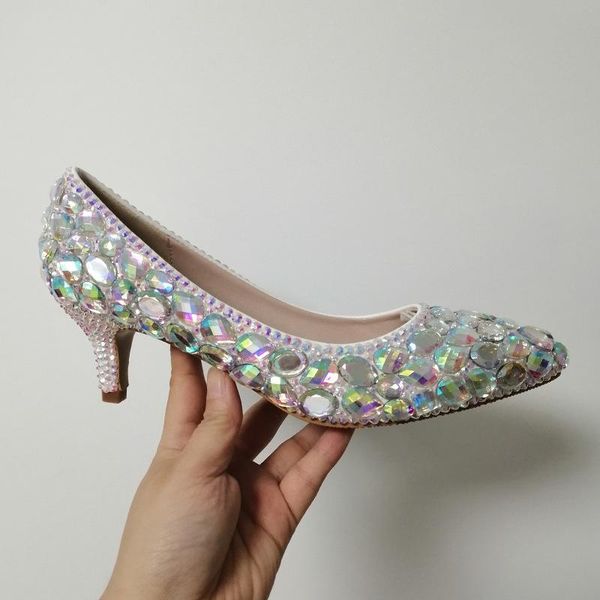

dress shoes women pumps thick high heels sequined cloth slip on 5cm pointed toe office & career party wedding bling, Black