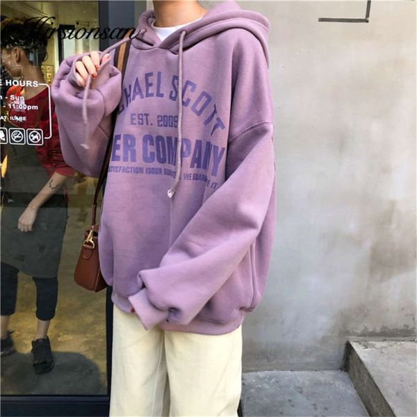 

hirsionsan ins sweatshirts women couple hoodie sweatshirt lazy harajuku jumper letter print gray pullover oversized female