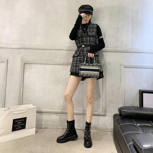 

boots women's winter plus velvet british style 2021 autumn and wild mid-tube motorcycle short, Black