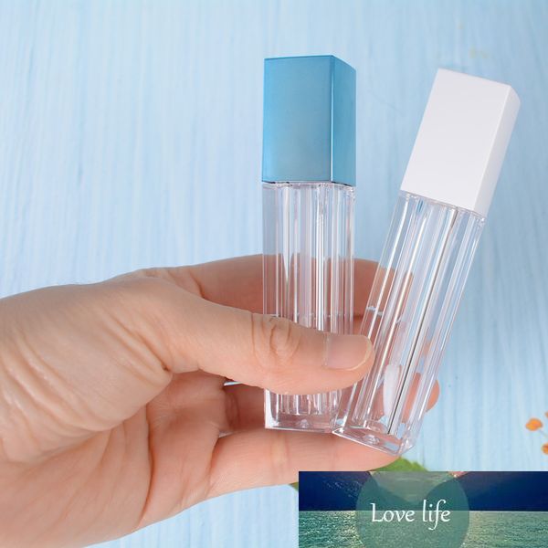 1pc 5,5 ml Platz Blau Weiß Make-Up Flüssigkeit Leere Lippenstift Lip Gloss Rohre Transparente Kosmetische Nachfüllbare Flaschen Container