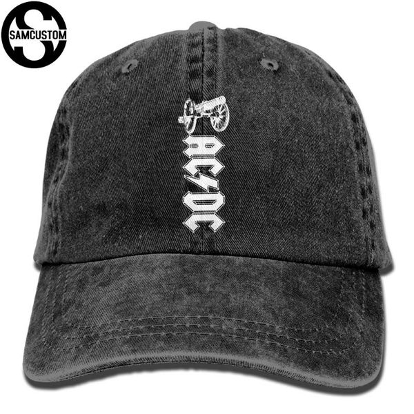 

cloches samcusto acdc 3d creative personality washed denim hats autumn summer men women golf sunblock hockey caps