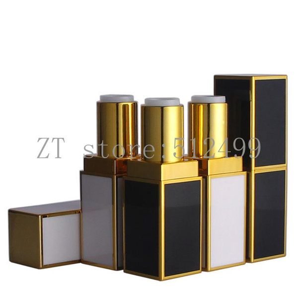 

storage bottles & jars 10/20/50pcs grade black/white square lipstick tube with gold line metal lip pipe shell diy mouth rouge container