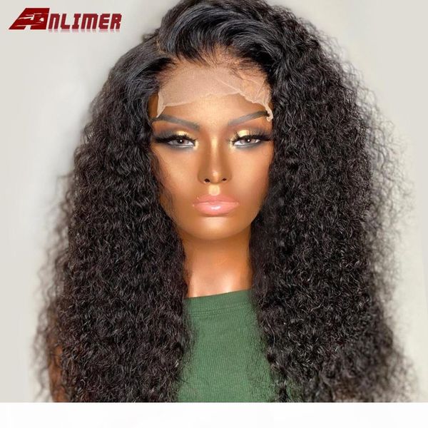 

180% curly wig 13*4 13*6 lace front human hair wigs for women with natural hairline glueless plucked brazilian remy hair anlimer, Black