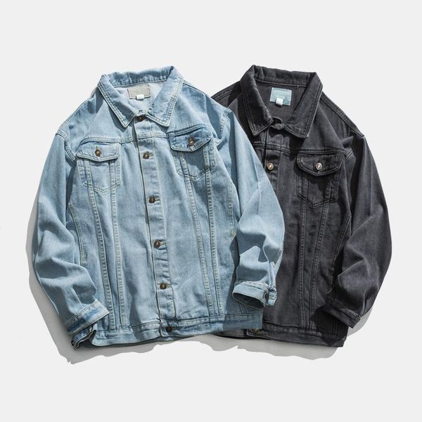 

spring and autumn japanese denim jacket men's jacket trendy men's casual workwear men1, Black;brown