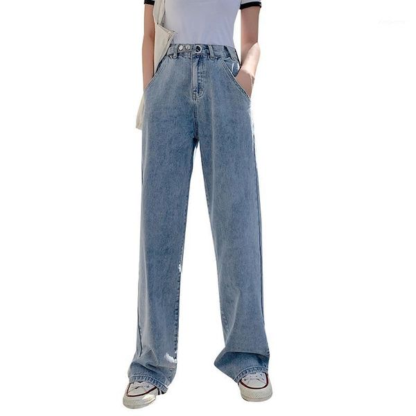 

women candy color jean pants 2020 high waist ropa mujer jeans fashion vintage denim wide leg pant fashion loose trousers p93371, Blue