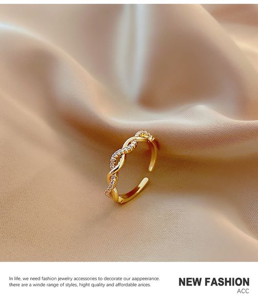 

2021 light luxurypersonalized fashion ins fashion women net minority simple diamond cold wind adjustable gold zircon fashion woman rings, Silver