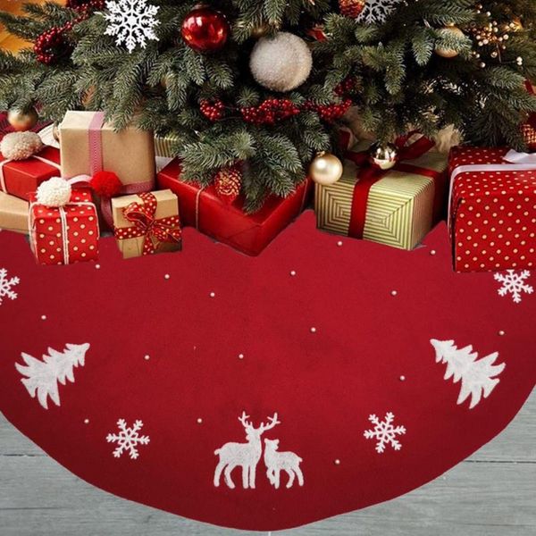 

48 inch christmas tree skirt decorative three-dimensional pattern red non-woven fabric christmas decorations
