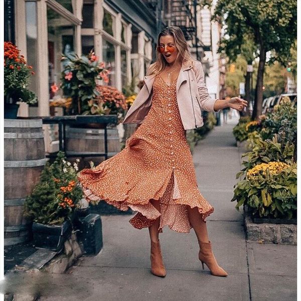 

women dot boho long maxi dress woman lady party summer beach v neck backless sundress streetwear vestidos 2020 new arrival, Black;gray