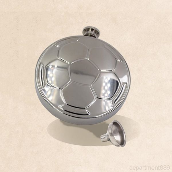 

a-portable 304 stainless steel football mirror design round hip flask men pocket wine flagon with funnel owf2790