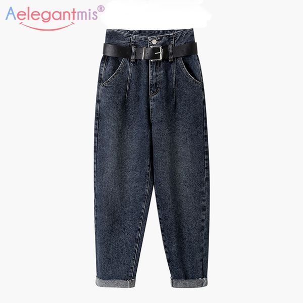 

aelegantmis vintage сыпучие высокой талии мамы джинсы для женщин мода омывается bf style мешковатые джинсы женские осень повседневная джинсо, Blue