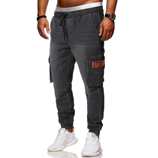 

cyxzftrofl men stretchy ripped skinny featured pocket design jeans destroyed tooling trousers slim fit denim jean1, Blue