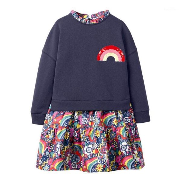 

girl's dresses little maven kids girls fashion brand autumn children dress baby girl clothes cotton rainbow flower print toddler s08231, Red;yellow