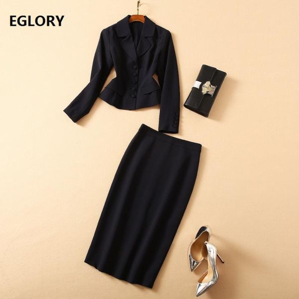 

two piece dress blazer set 2021 spring business suit women notched collar single breasted jacket+midi pencil skirt, White