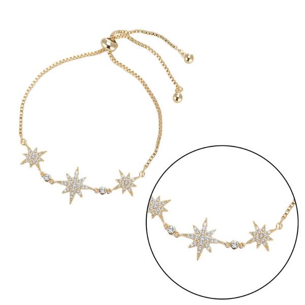 

charm bracelets stars shaped bracelet zircon hand chain adjustable bangle elegant creative jewelry golden, Golden;silver