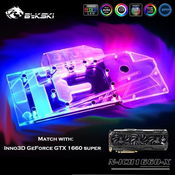 

bykski n-ich1660-x full coverage gpu water block for inno3d geforce gtx 1660 super graphics card radiator cooler rgb 12v 4pin 5v1