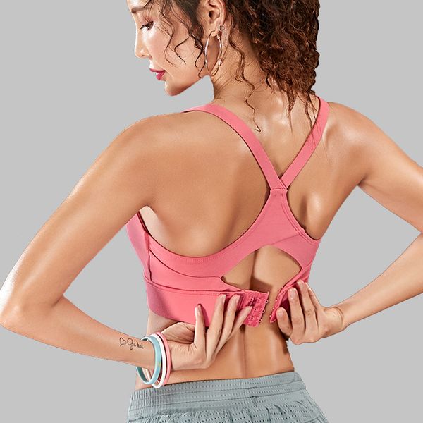 

adjustable sport bra push up seamless crop running fitness yoga gym bra plus size padded pink sports bra women quick dry 2021, White;red