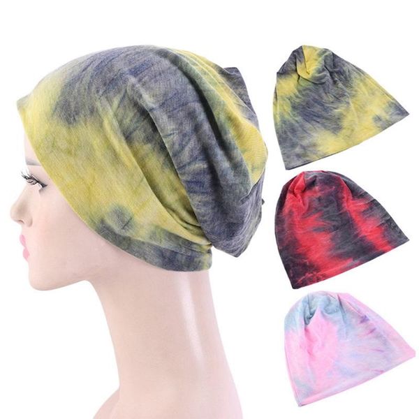 

autumn and winter outdoor windproof ear protection headgear tie dyed round cotton pullover cap women's maternity cap, Blue;gray