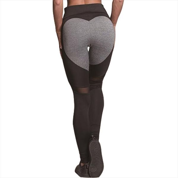 

fashion heart pattern mesh splice leggings athleisure fitness clothing elastic leggings women pants drop shipping good quality, Black