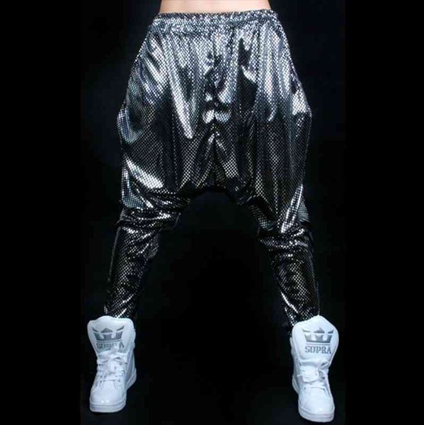

women fashion spring summer stage performance dance costumes female hip hop pants sequined jazz harem pants s-xl, Black;white