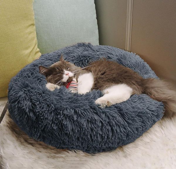 

pet mats dog round cat winter warm sleeping bag long plush soft pet bed calming bed indoor round pi bbywbo garden2010