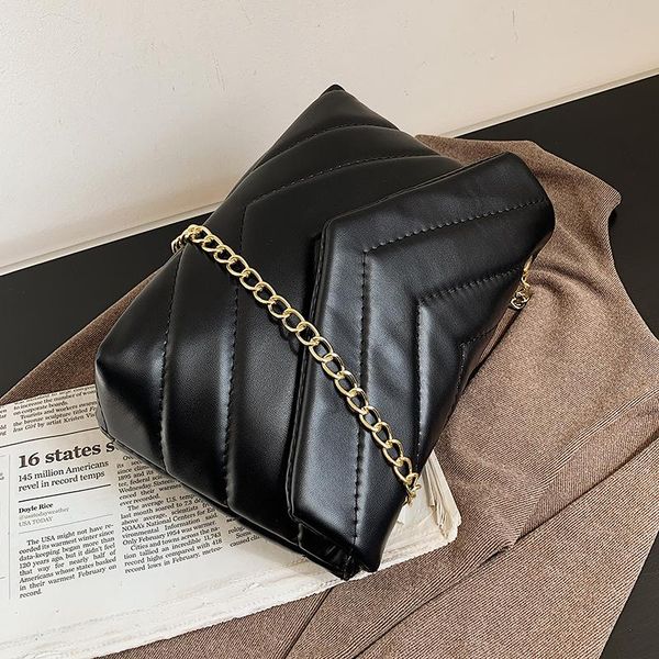 

luxury leather embroidery thread crossbody bag for women chain handbag vintage clutch women shoulder purse