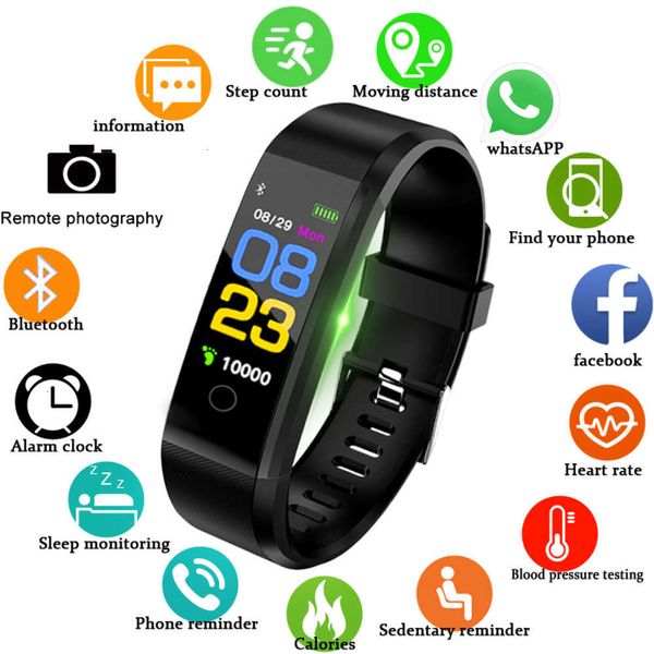 

lige - men's digital fitns watch, intelligent waterproof exercise wristband, with blood prsure monitor, pedometer and oled color touchj