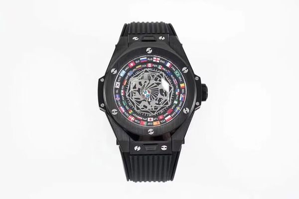 

hb specializes in hub1213 model movement watch size 45x14 octagonal hollow-out design world map dial hengbao classic folding steel buckle, Slivery;brown