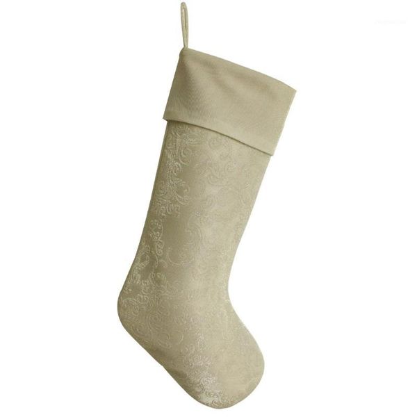 

christmas decorations 3d embossed shiny glitter sparkle body stocking silvery/gold sock p43251