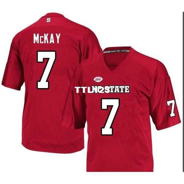 

men nc state wolfpack matt mckay #7 real full embroidery college jersey size s-4xl or custom any name or number jersey, Black