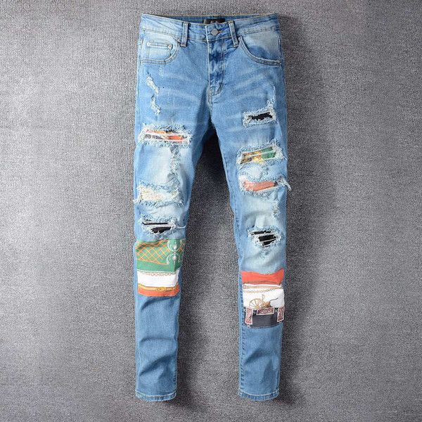 

20ss r mens amirl jeans rock motocycle luxury denim men fashion streetwear biker man popular hip hop pants trousers, Blue