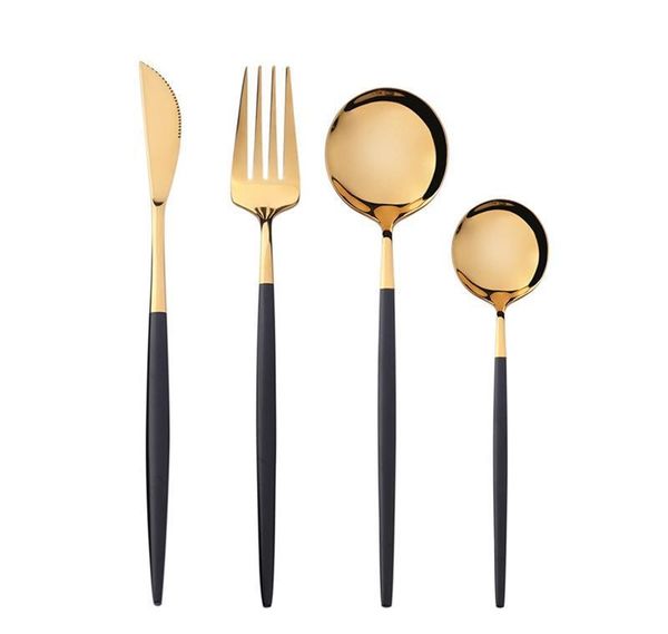 

stainless steel mirror tableware gold knife meal spoon fork tea spoon flatware simple exquisite western dinner cutleries 4 colors bbyqzzy