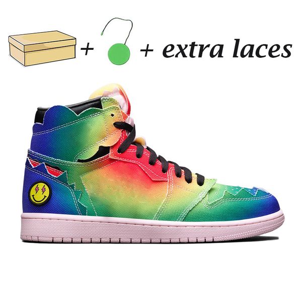 

j balvin 1s high og mens shoes jumpman 1 colores y vibras tie dye multi-color rainbow mens trainers sports sneakers size 40-45