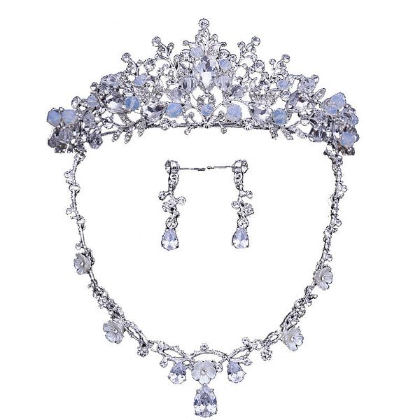 

msuper три куска набора люкса феи головного убор в стиле барокко короны украшения для волос ювелирных изделий свадебных платьев аксессуаров, Silver