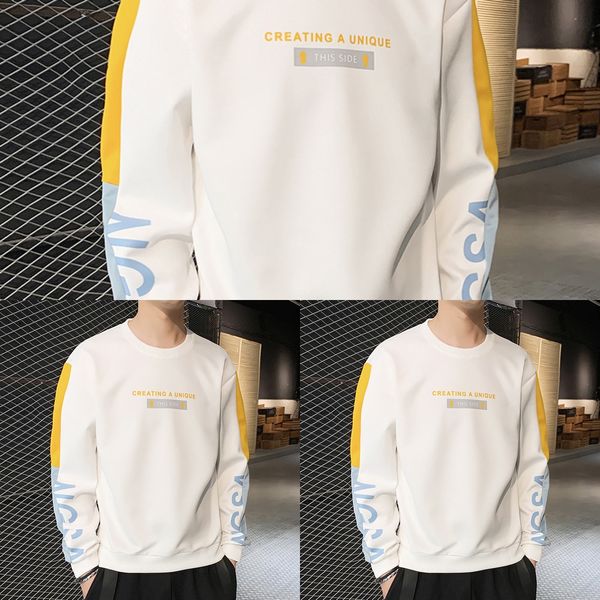 

fall 2020 pullover men's sweater fashion round neck long sleeve pullover sweatert-shirt sweatert-shirt men's korean fashion sweate, Black