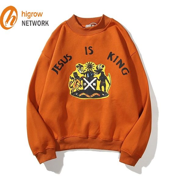 

new kanye men's sweater hoodie jacket loose hip-hop sweater white cotton long-sleeved printing tide brand m-2xl fleece sweater, Black