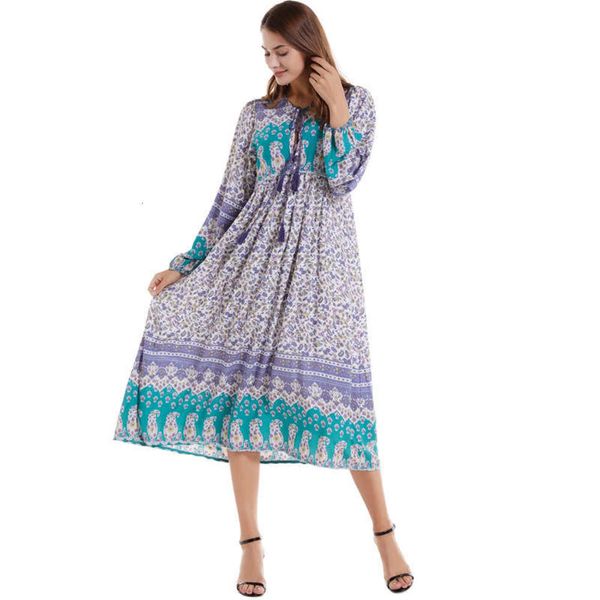

length bohemian print selling medium long sleeve dress, Black;gray