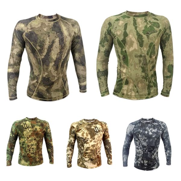 Tática de camuflagem elástica alta e elástica camiseta ao ar livre caça a caçar camisa de batalha vestido de batalha uniforme bdu exército de combate roupas no05-102