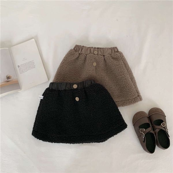 

girls' half length korean clothing women's treasure foreign sle skirt children's autumn and winter fashion lamb short, Blue