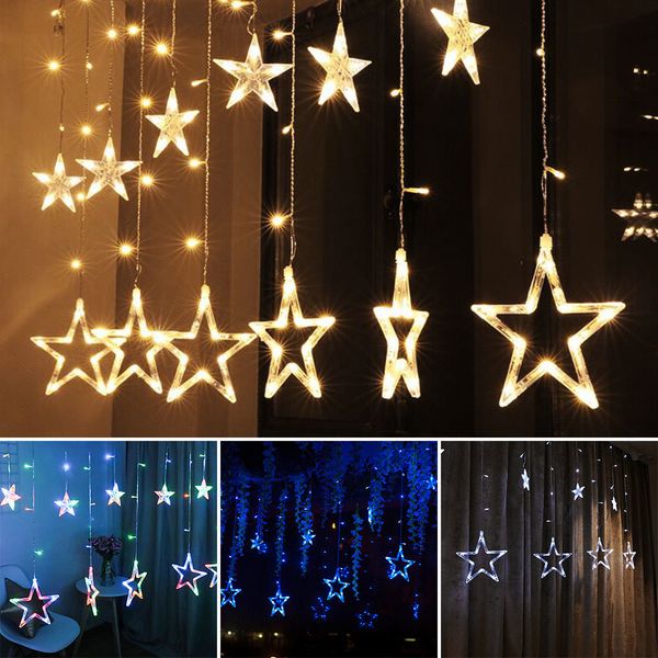 

2.5m star led curtain room lights decor string fairy light garland christmas tree decoration pendant