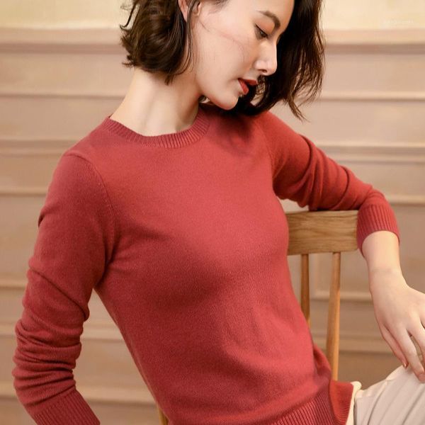 

alkmene 2020 spring and autumn new knitted cashmere sweater women o-neck long-sleeved slim fashion party pullover ladies1, White;black