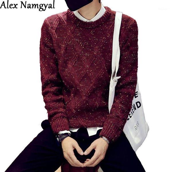 

alexnamgyal new autumn & winter 2016 men's sweater mens slim fit brand knitwear men fashion casual plaid pullovers jacquard my451, White;black