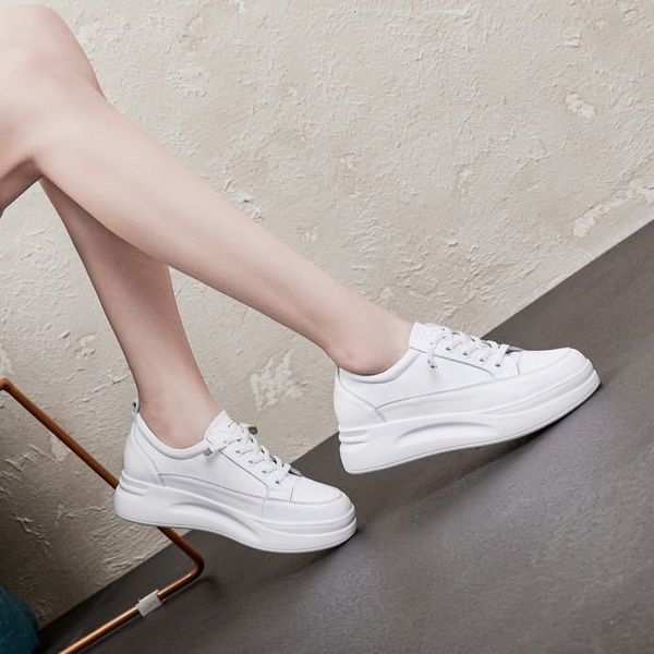 

genuine leather small white summer sneakers europe and america flat platform lace up women shoes