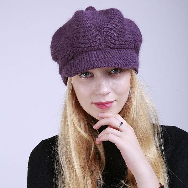 

женщины теплая вязаная сгущает fur hat берет зимний берет женская шапочка hat visor восьмиклинка для женщин, Blue;gray