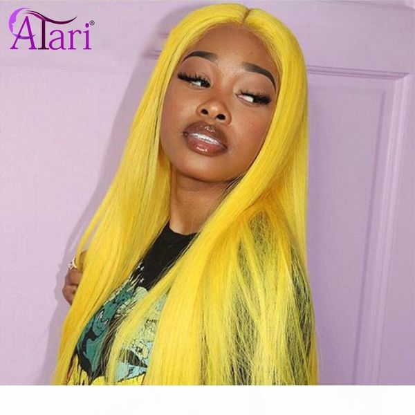 

yellow 613 honey blonde wigs straight lace front wig virgin human hair wigs pre plucked transparent lace frontal, Black;brown